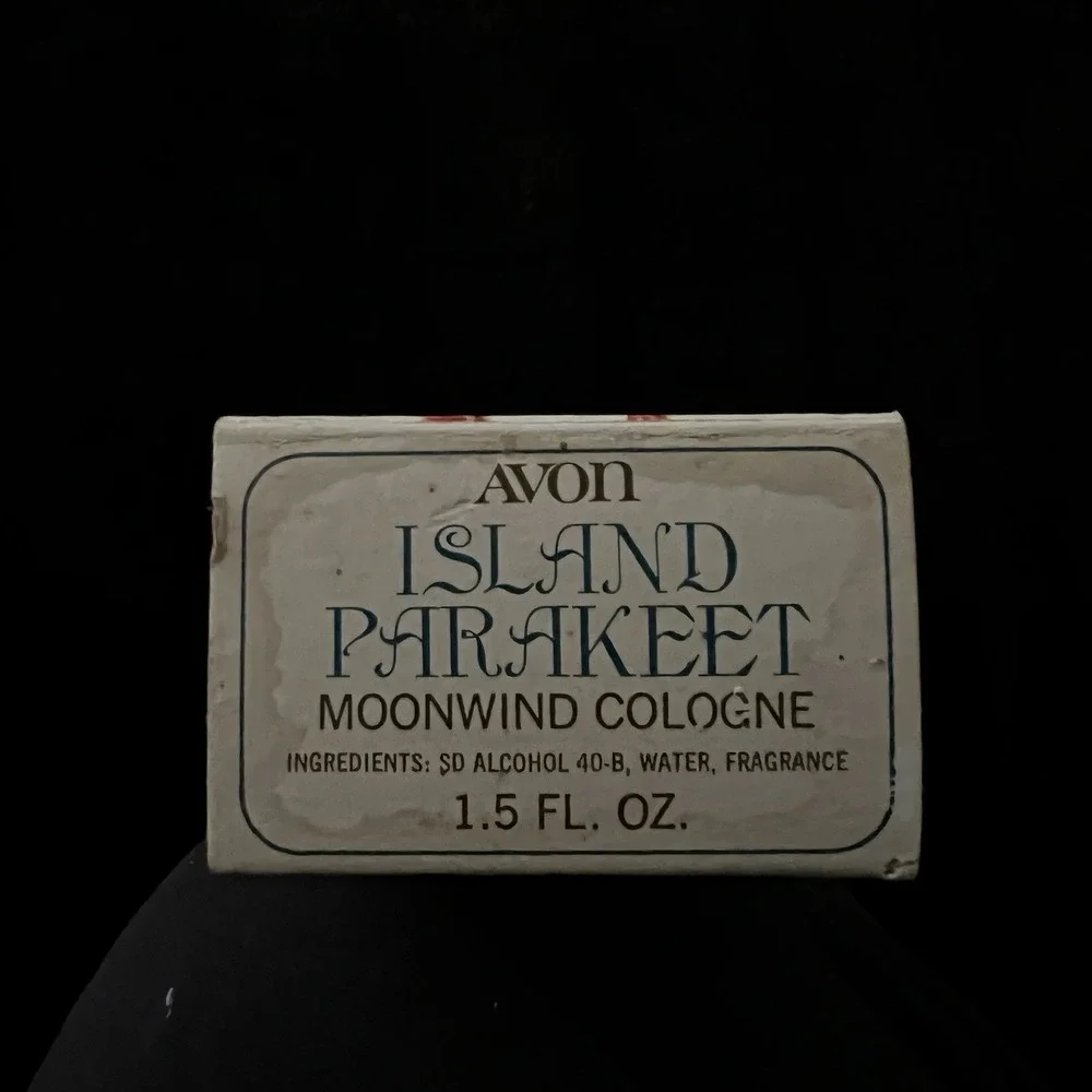 Avon Vintage 70's ISLAND PARAKEET Cologne 1.5 oz Bird Moonwind w Box NOS